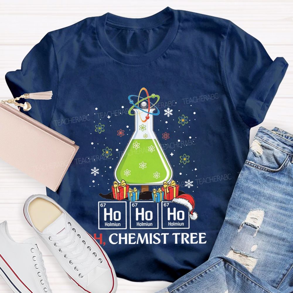 Ho Ho Ho H Chemist Tree Christmas Science Teacher T-shirt
