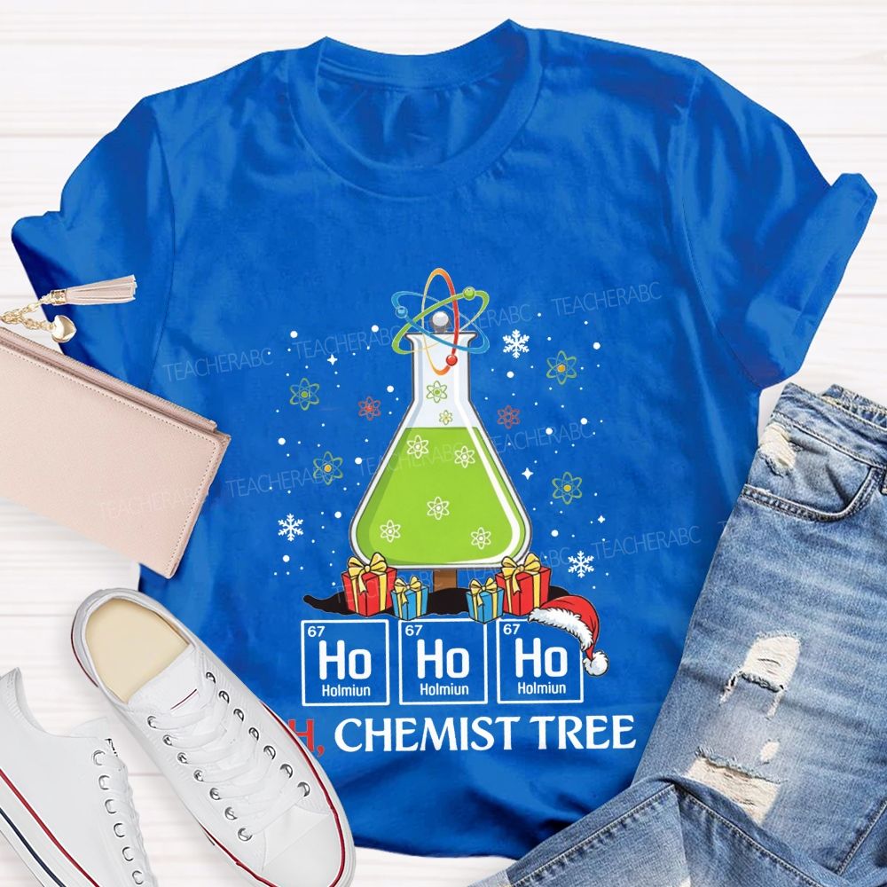 Ho Ho Ho H Chemist Tree Christmas Science Teacher T-shirt