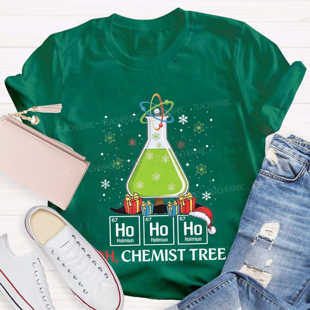 Ho Ho Ho H Chemist Tree Christmas Science Teacher T-shirt