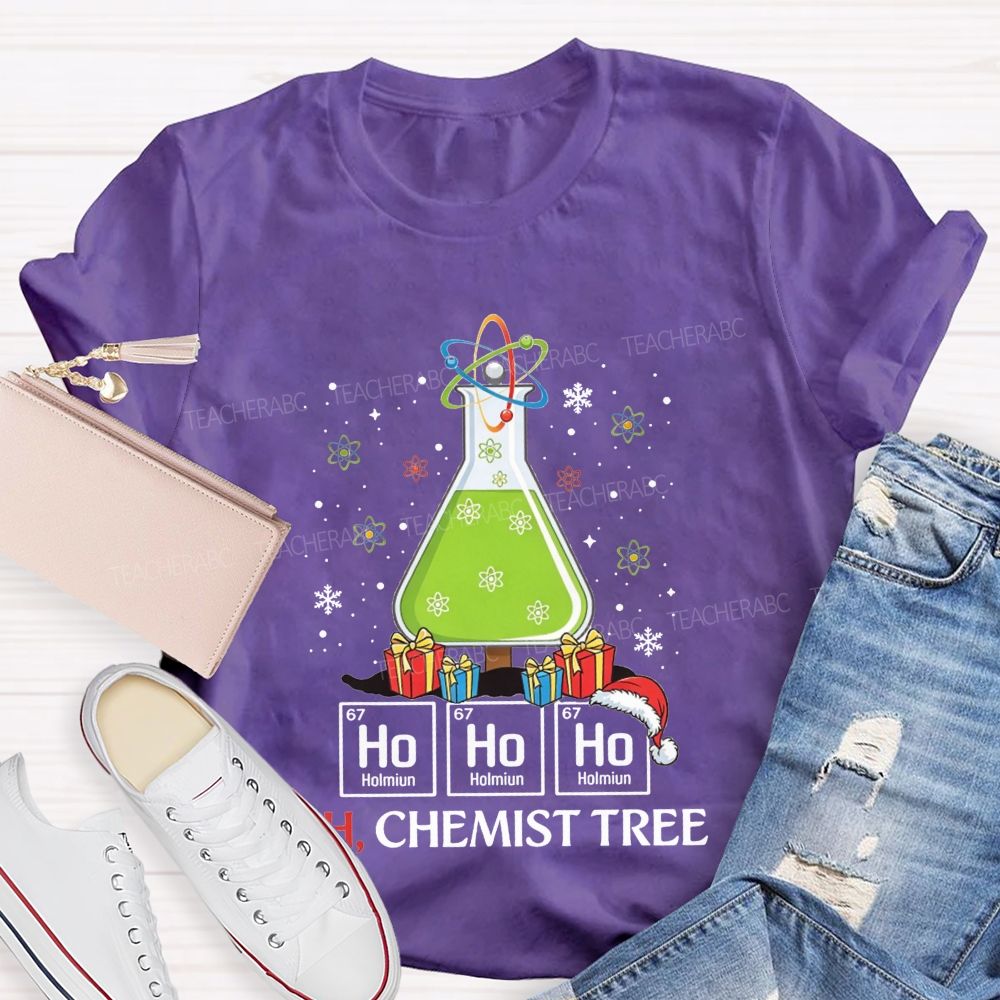 Ho Ho Ho H Chemist Tree Christmas Science Teacher T-shirt