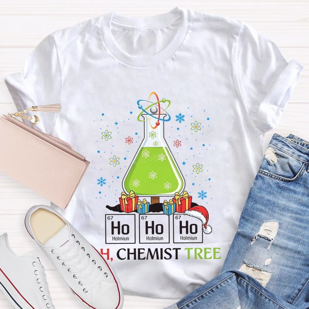 Ho Ho Ho H Chemist Tree Christmas Science Teacher T-shirt