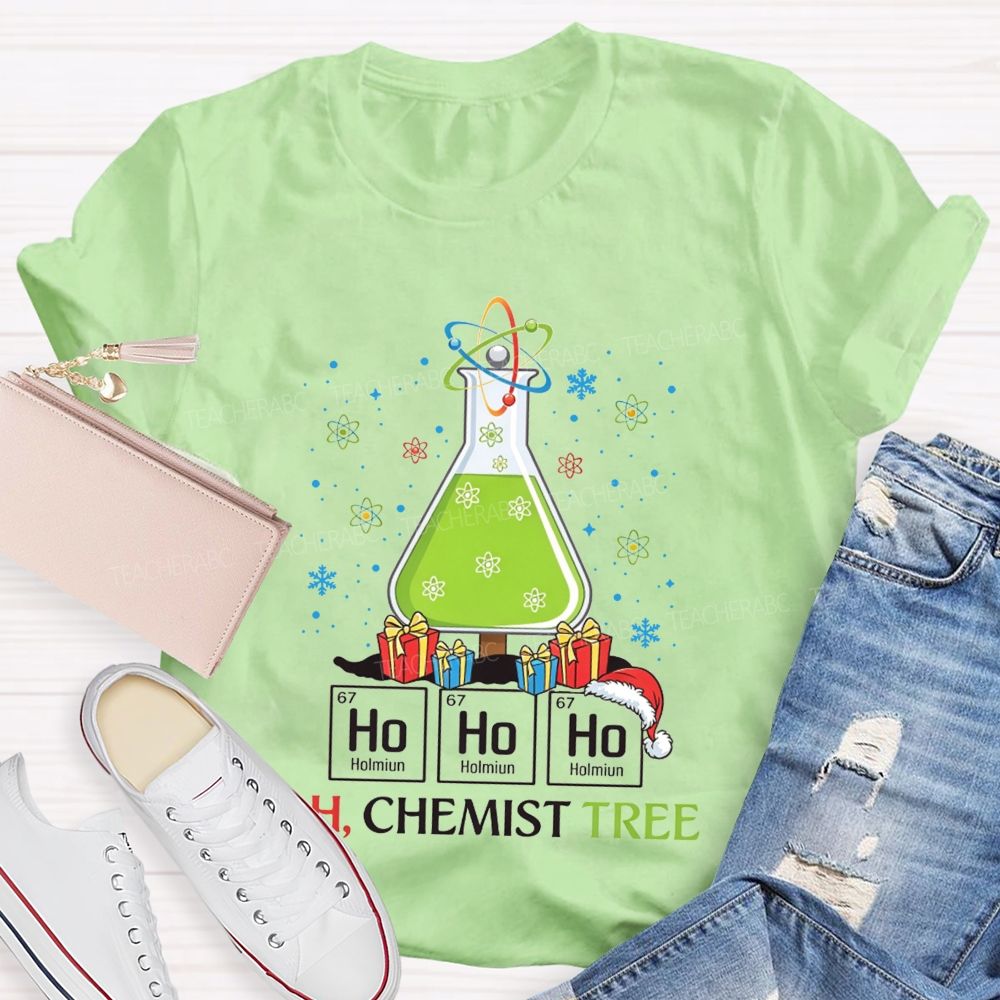 Ho Ho Ho H Chemist Tree Christmas Science Teacher T-shirt