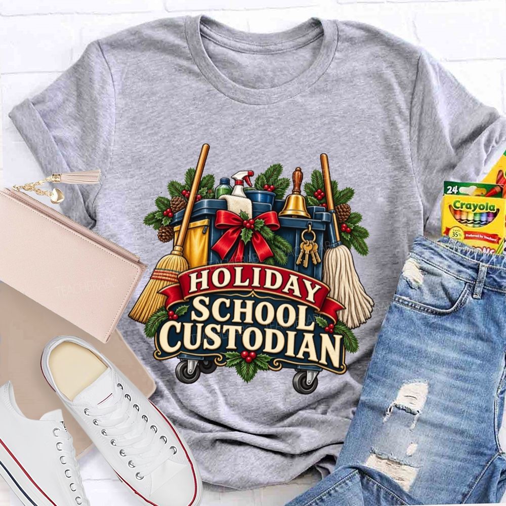 Christmas School Custodian Holiday Janitor Cleaning Teacher T-shirt
