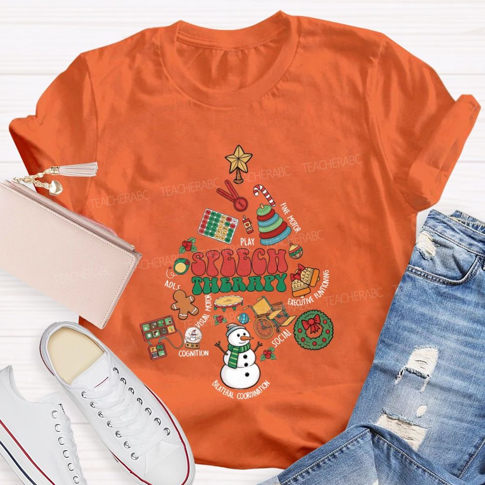 Christmas Speech Therapy Play Fine Motor Executive Functioning Social Teacher T-shirt