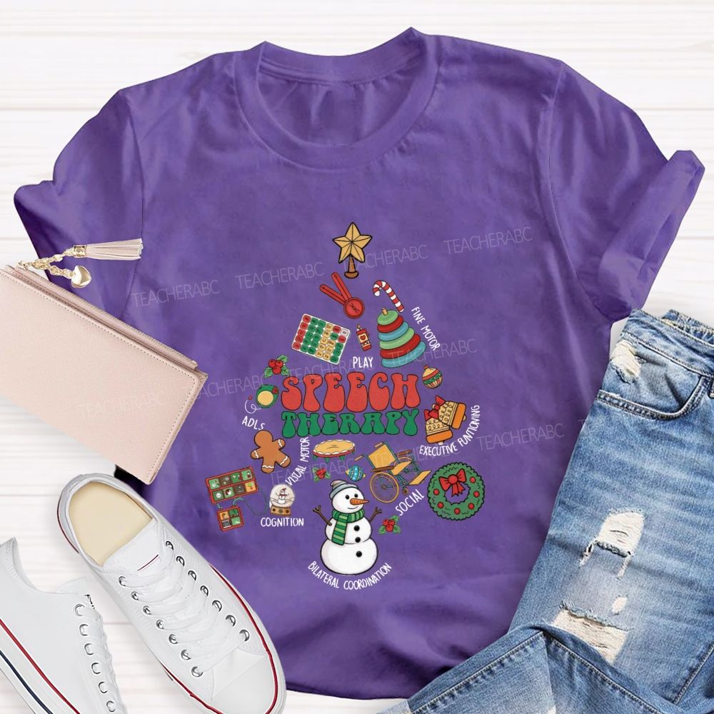 Christmas Speech Therapy Play Fine Motor Executive Functioning Social Teacher T-shirt