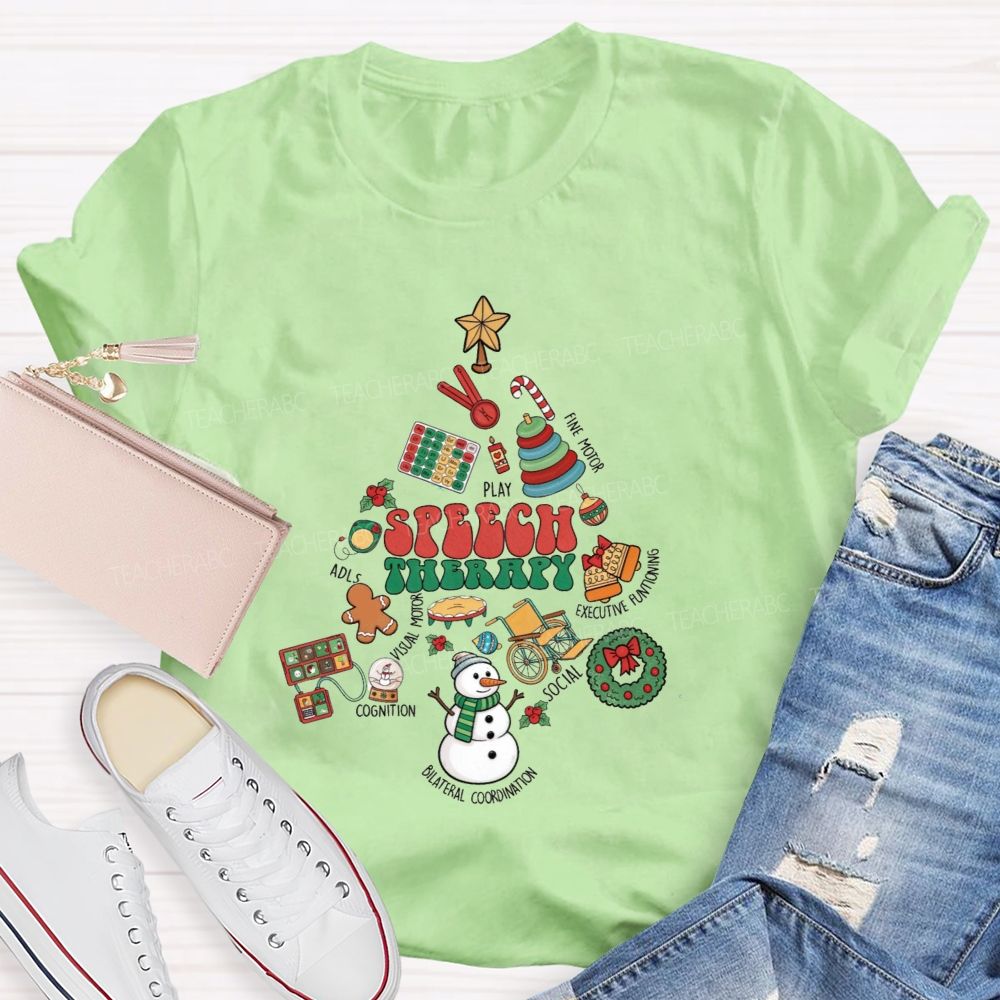 Christmas Speech Therapy Play Fine Motor Executive Functioning Social Teacher T-shirt