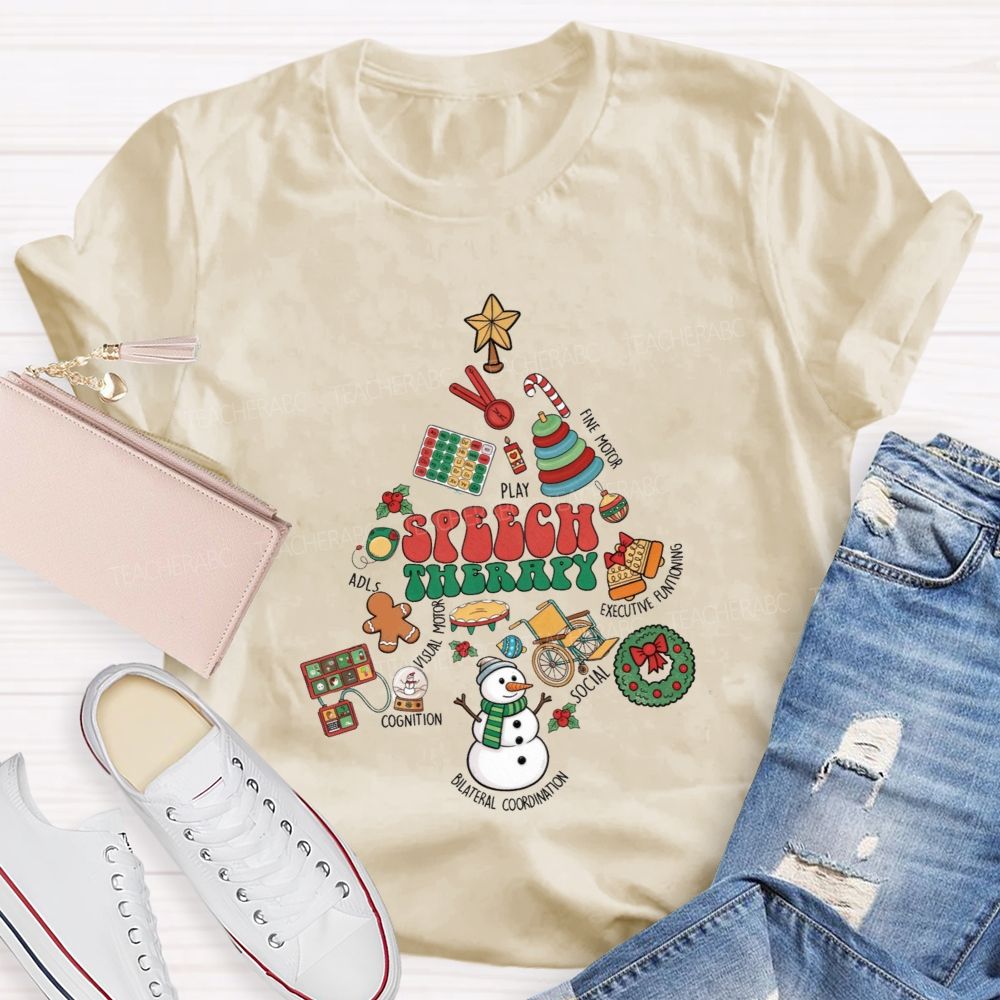 Christmas Speech Therapy Play Fine Motor Executive Functioning Social Teacher T-shirt