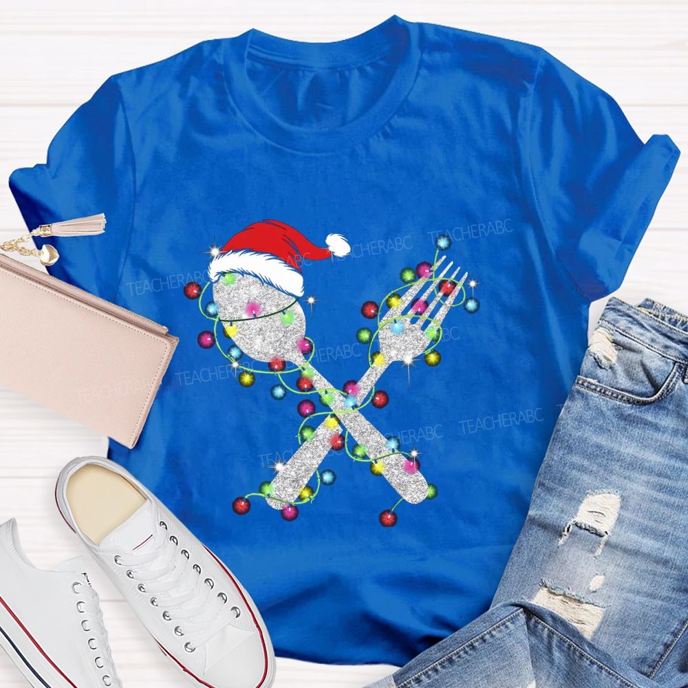 Gleaming Christmas cutlery Teacher T-shirt