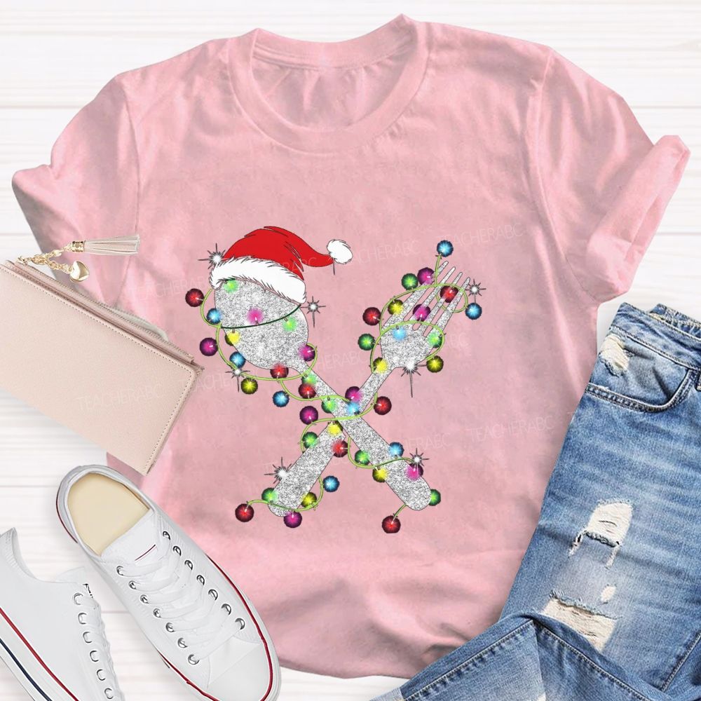 Gleaming Christmas cutlery Teacher T-shirt