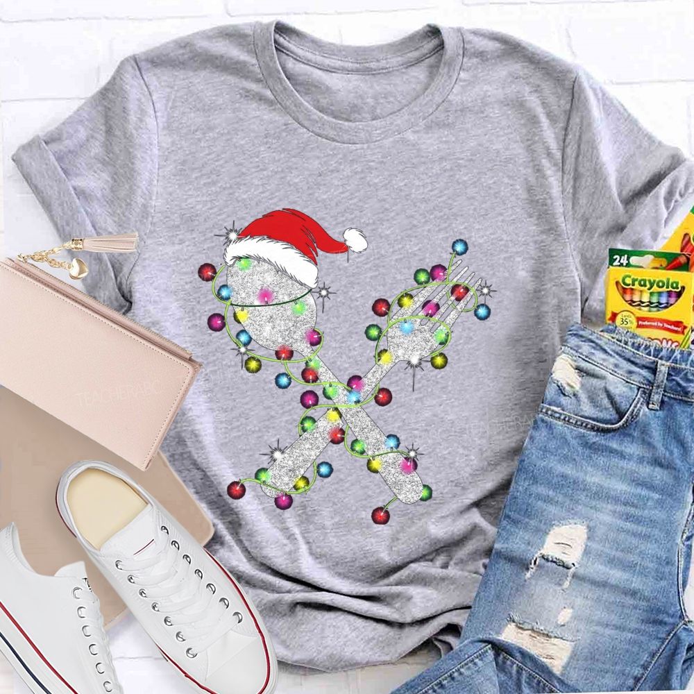 Gleaming Christmas cutlery Teacher T-shirt