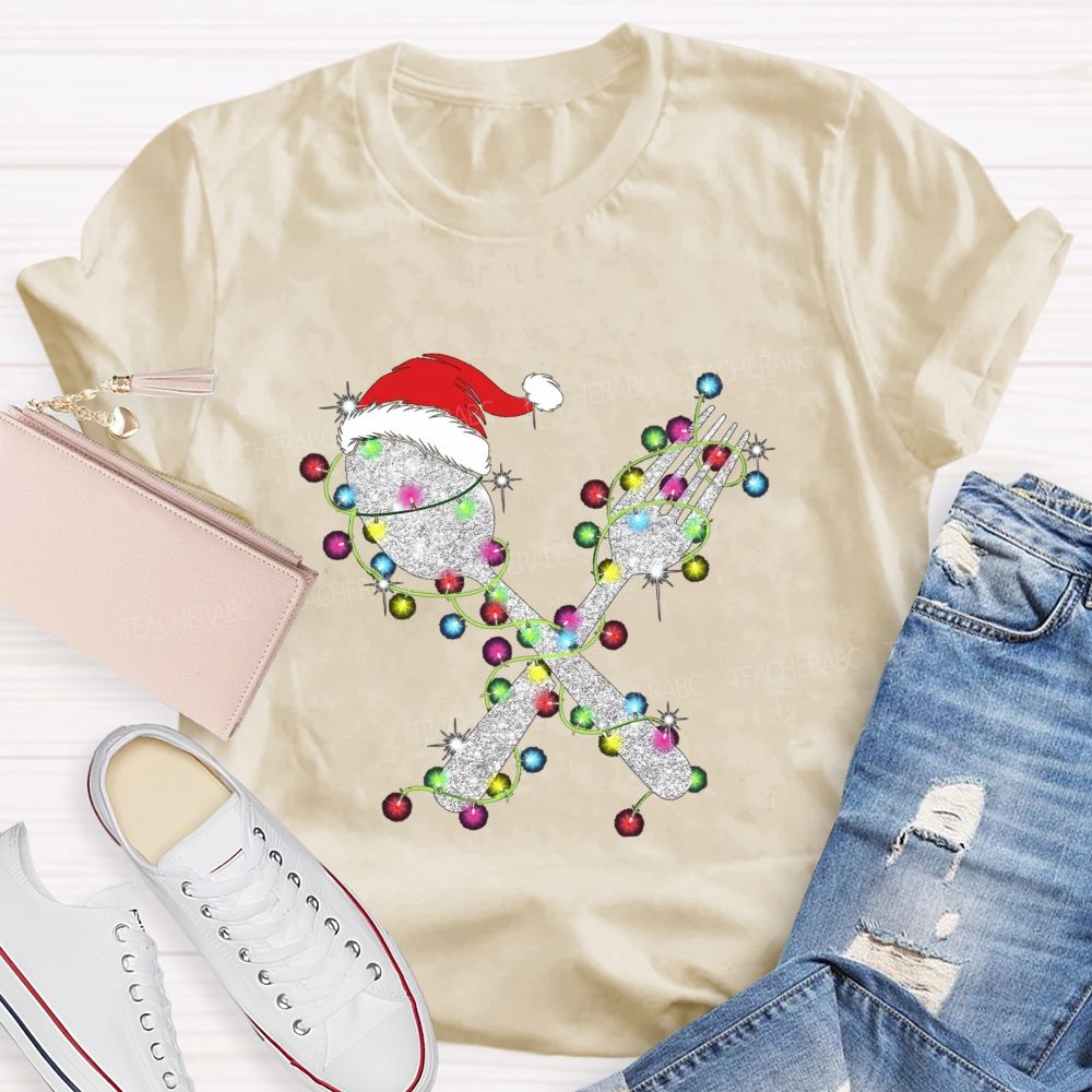 Gleaming Christmas cutlery Teacher T-shirt