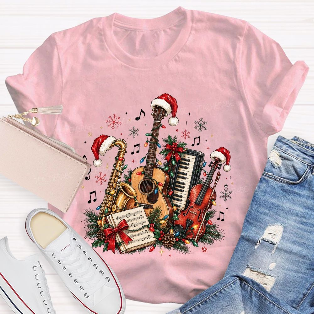Musician Christmas Instruments Music Teacher T-shirt