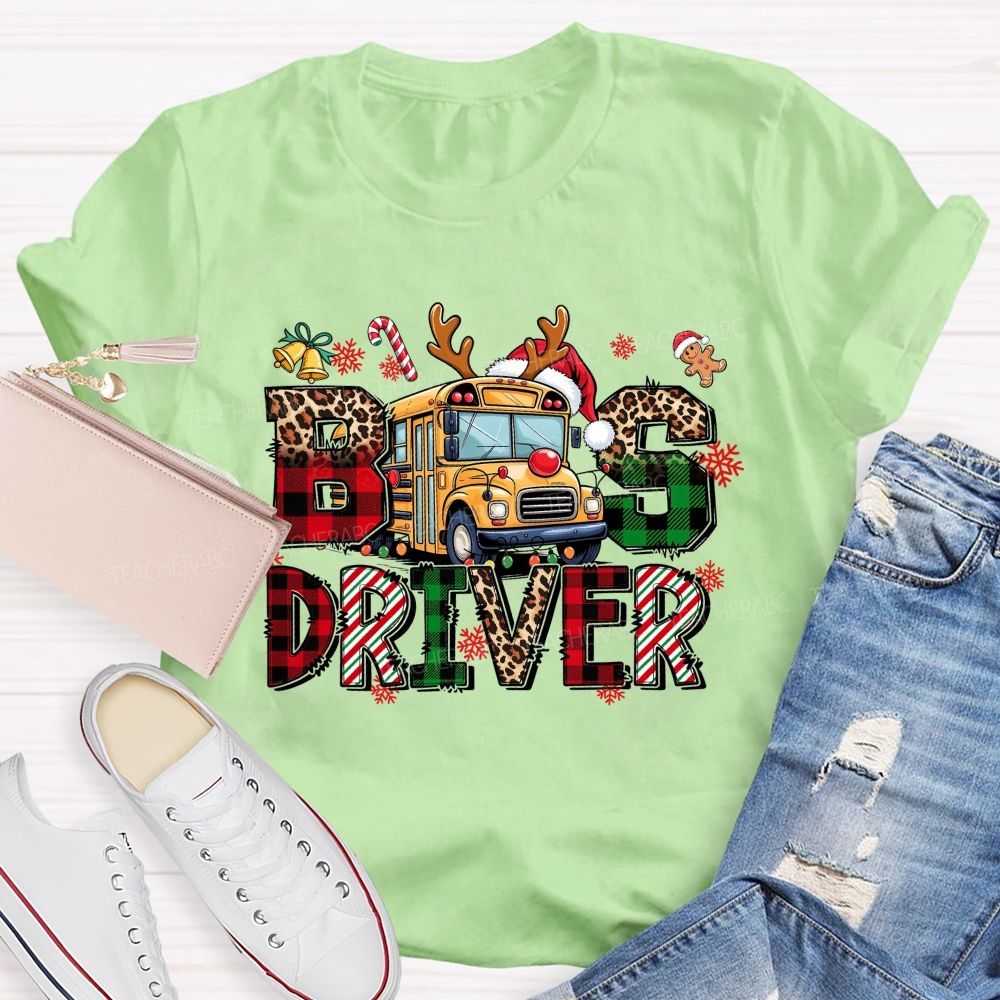 Christmas Reindeer School Bus Driver Teacher T-shirt