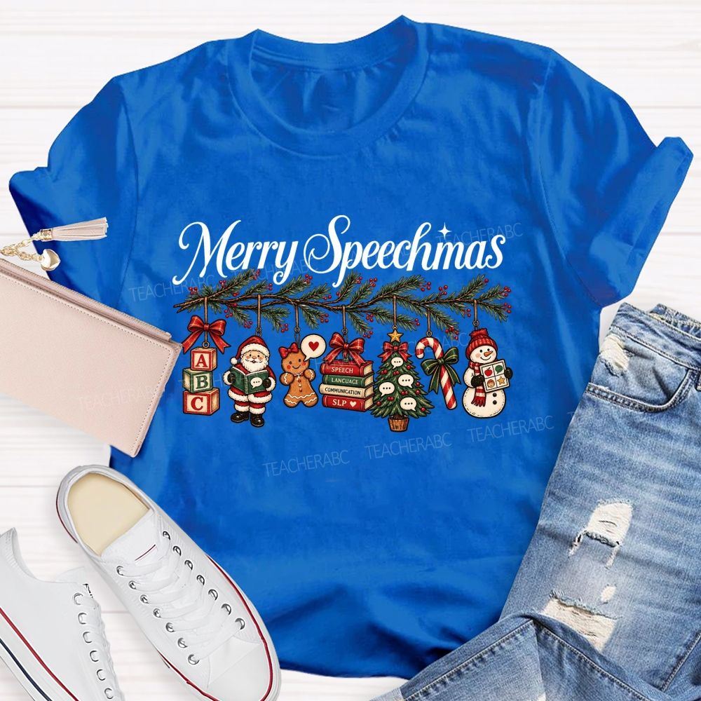Merry Speechmas Speech Therapist Teacher T-shirt