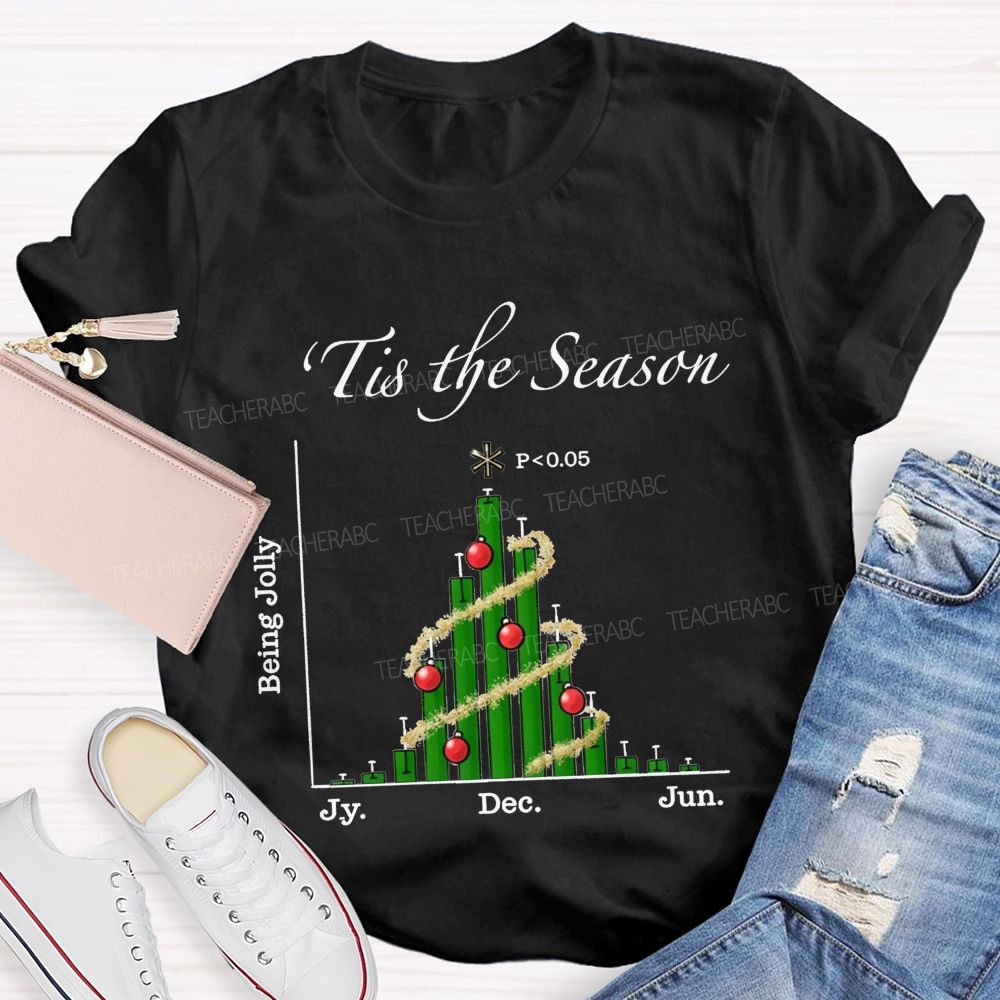 Tis The Season Bar Graph Christmas Tree Math Teacher T-shirt