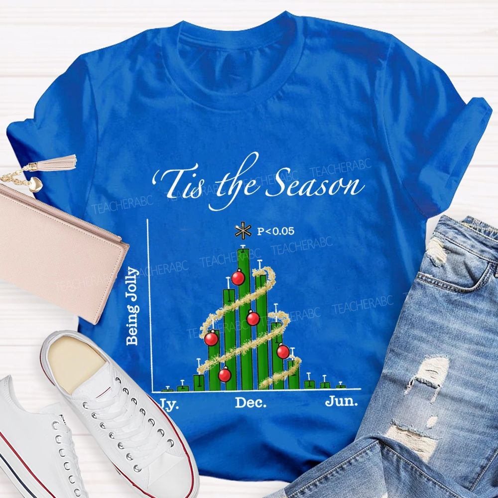 Tis The Season Bar Graph Christmas Tree Math Teacher T-shirt