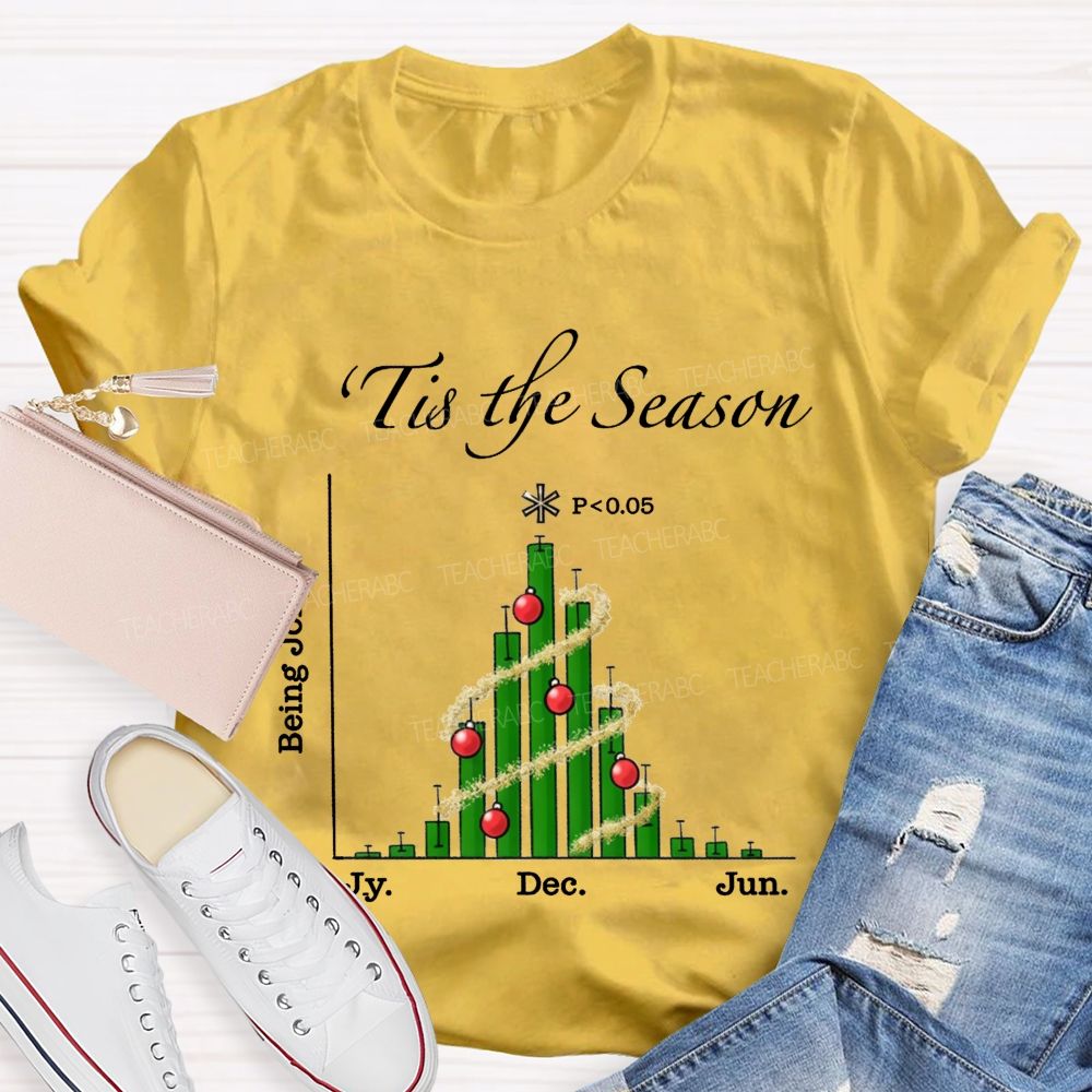 Tis The Season Bar Graph Christmas Tree Math Teacher T-shirt