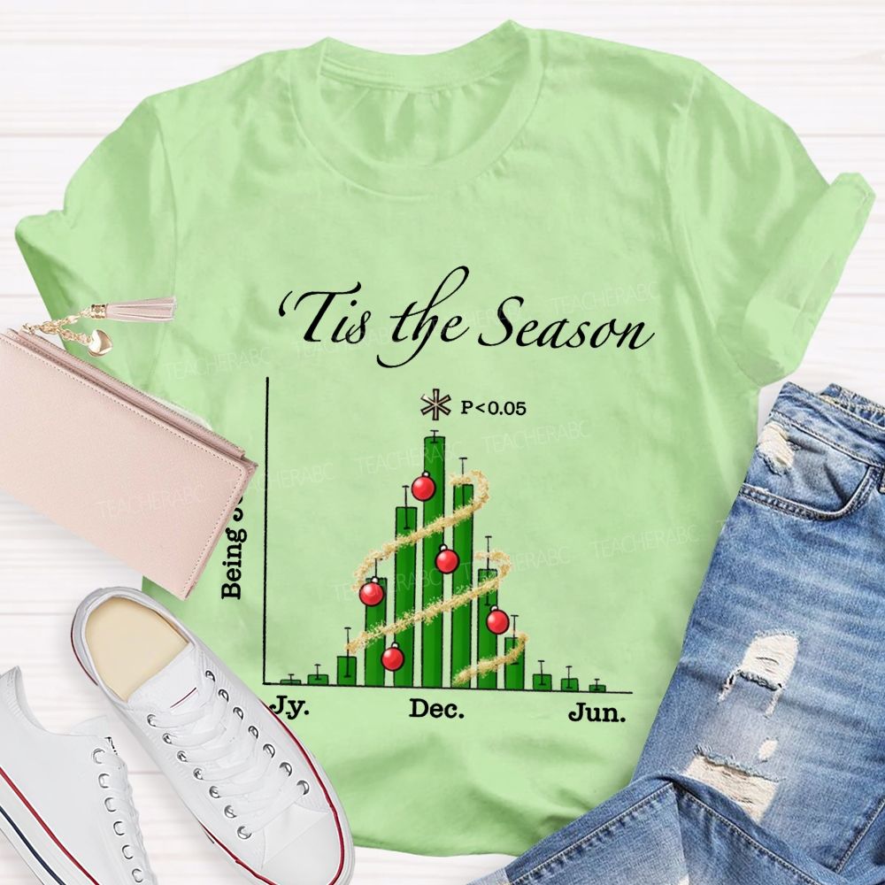 Tis The Season Bar Graph Christmas Tree Math Teacher T-shirt