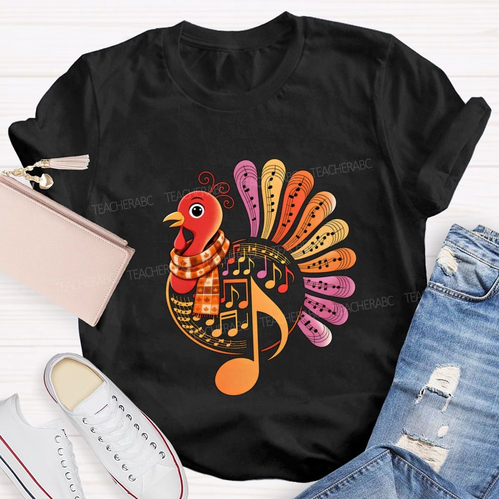 A Turkey Wearing A Scarf Music Teacher T-shirt