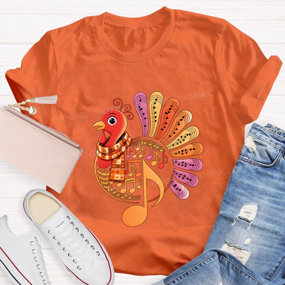 A Turkey Wearing A Scarf Music Teacher T-shirt