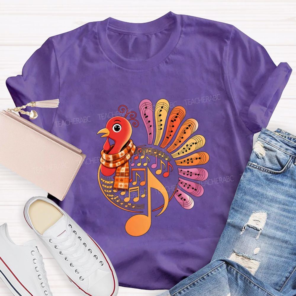 A Turkey Wearing A Scarf Music Teacher T-shirt