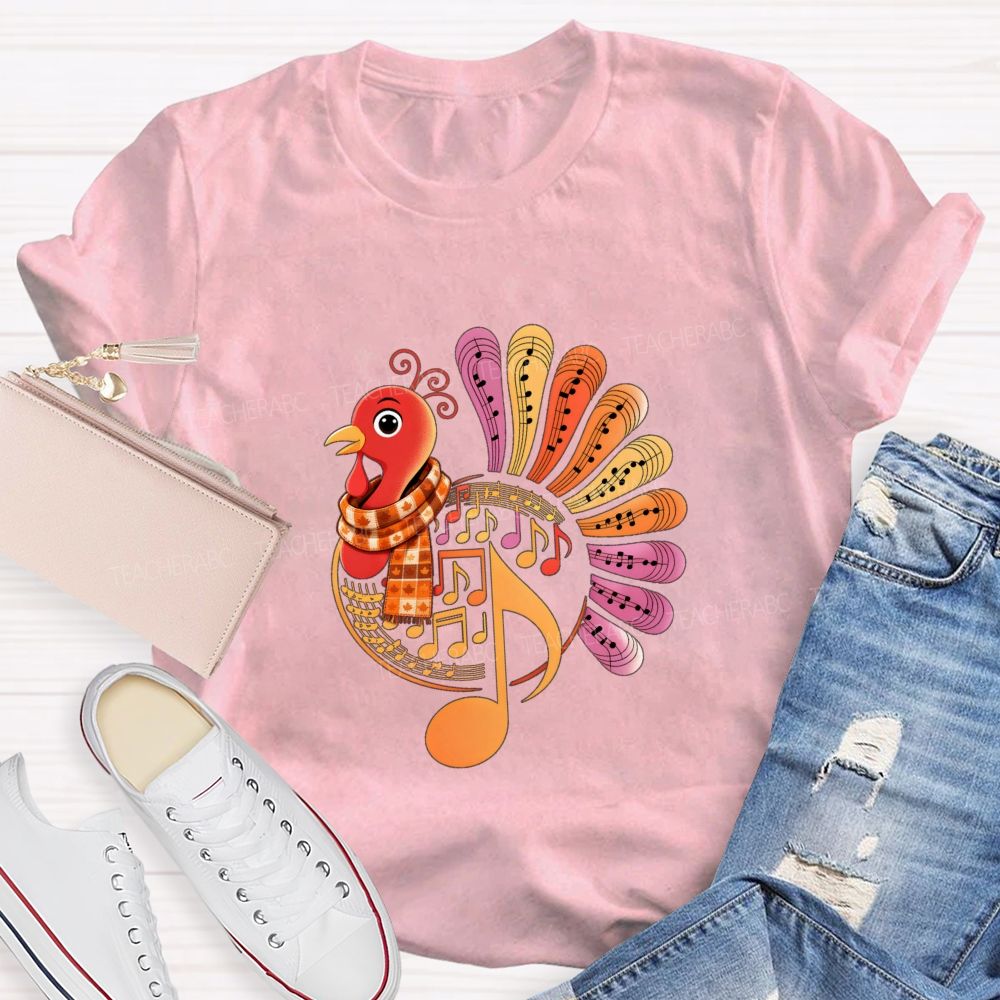 A Turkey Wearing A Scarf Music Teacher T-shirt