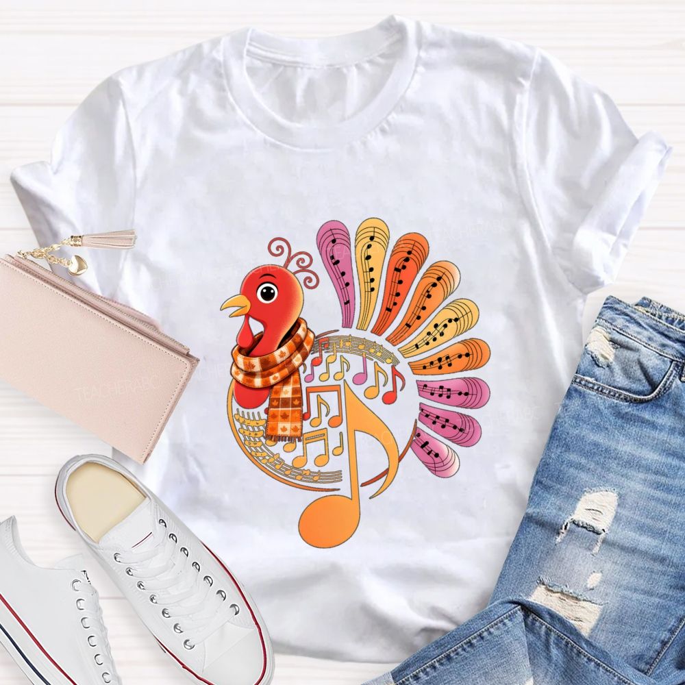 A Turkey Wearing A Scarf Music Teacher T-shirt