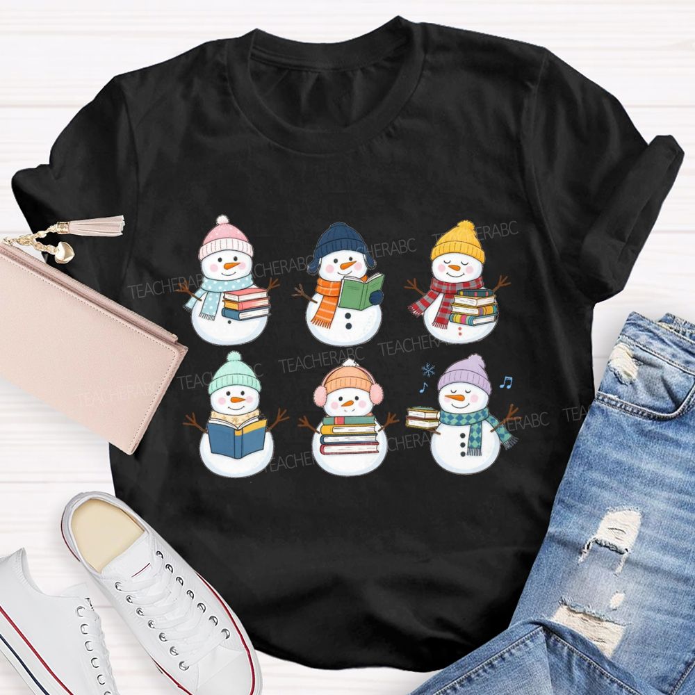The Snowman Who Is Reading Teacher T-shirt