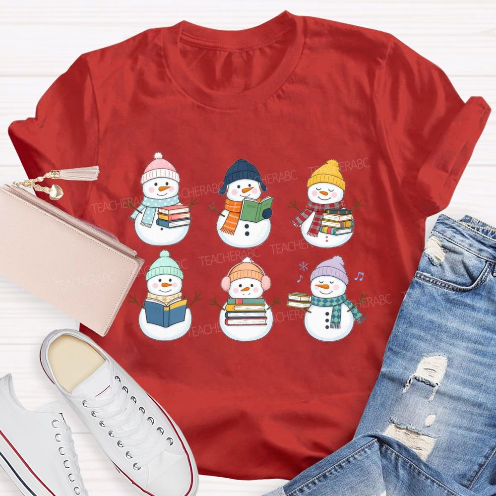 The Snowman Who Is Reading Teacher T-shirt