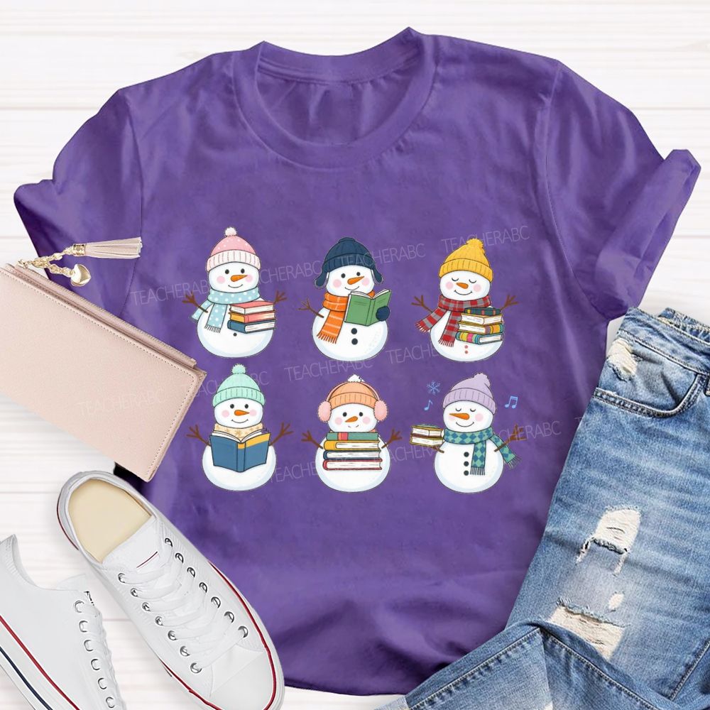 The Snowman Who Is Reading Teacher T-shirt