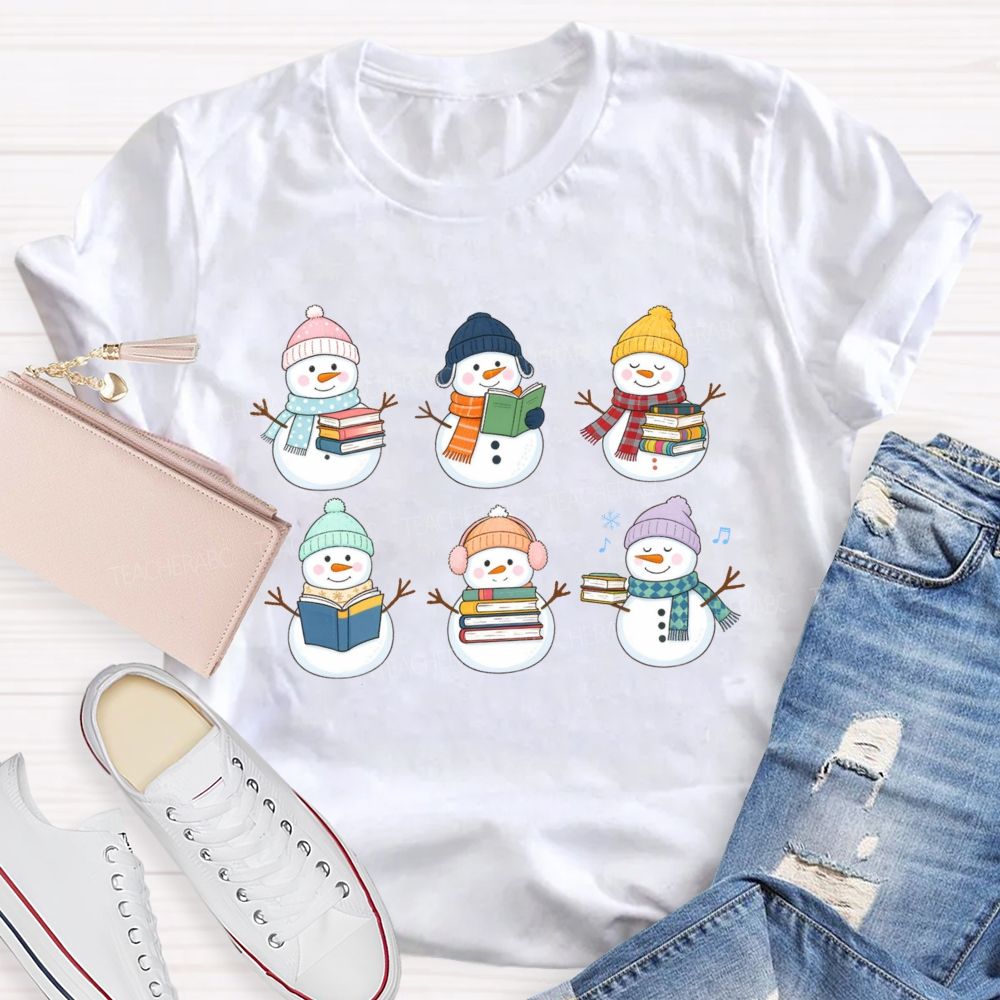 The Snowman Who Is Reading Teacher T-shirt