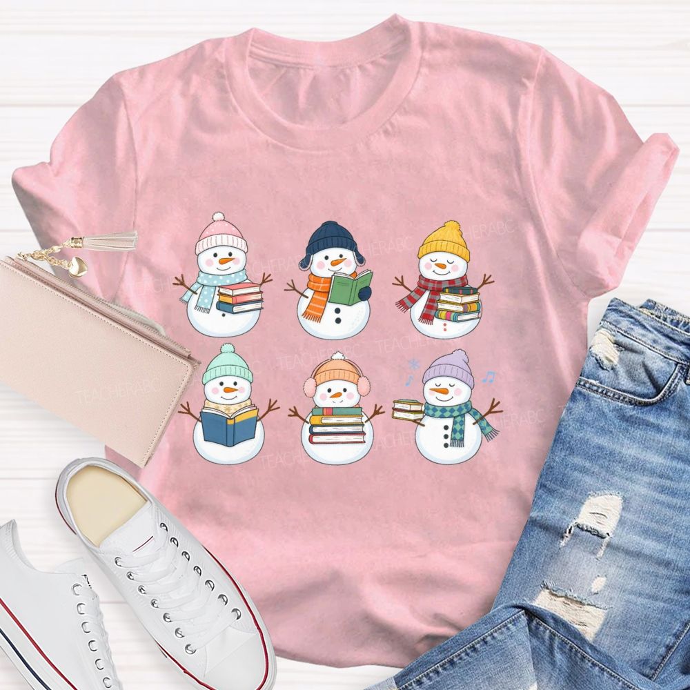 The Snowman Who Is Reading Teacher T-shirt