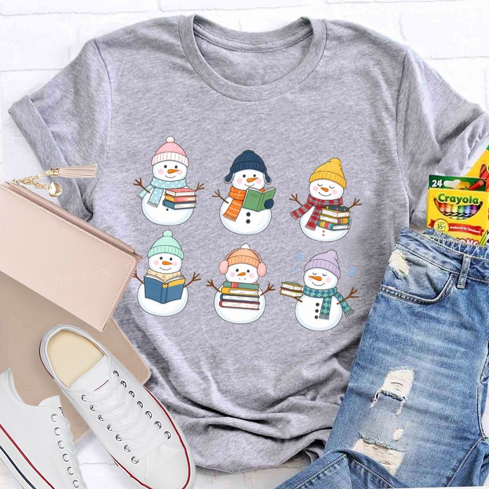 The Snowman Who Is Reading Teacher T-shirt