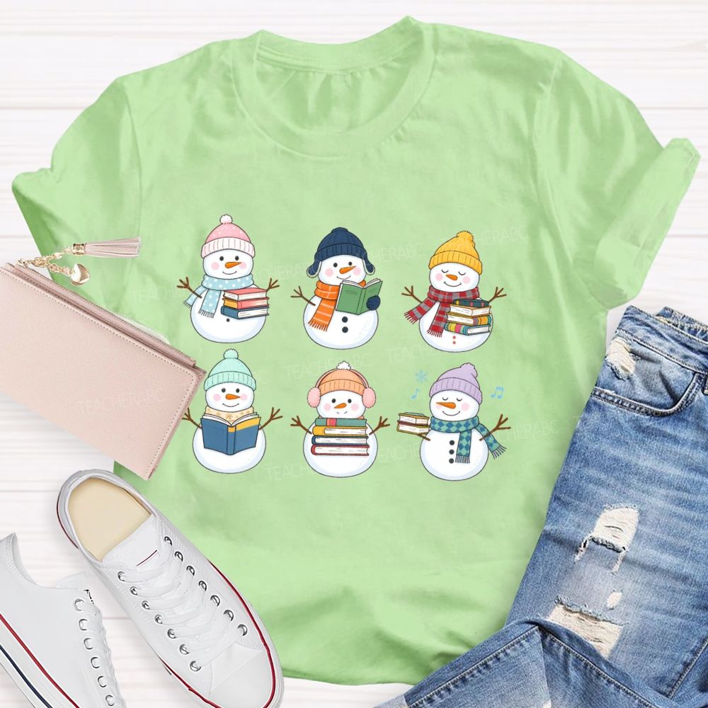 The Snowman Who Is Reading Teacher T-shirt