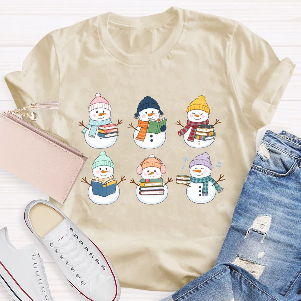 The Snowman Who Is Reading Teacher T-shirt