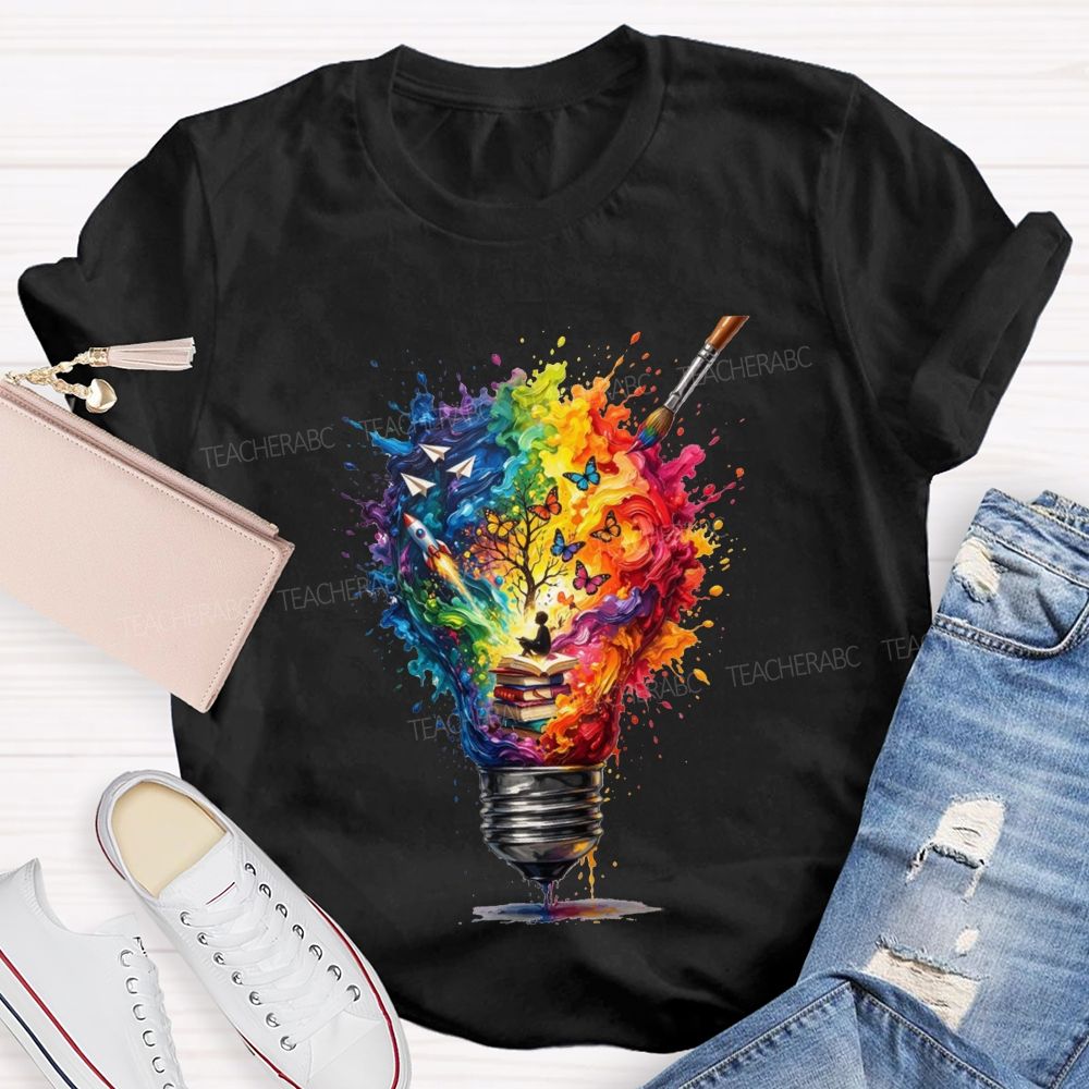 Open A Book Light Up Your Imagination Art Teacher T-shirt