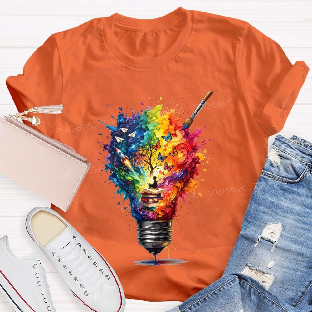 Open A Book Light Up Your Imagination Art Teacher T-shirt