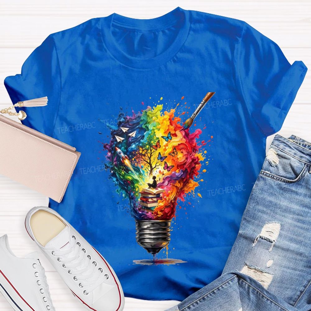 Open A Book Light Up Your Imagination Art Teacher T-shirt