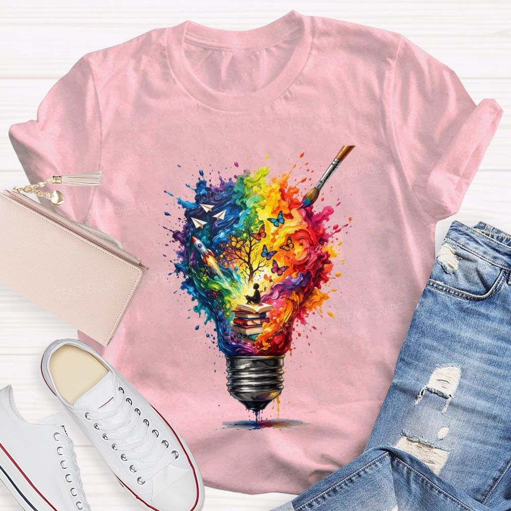 Open A Book Light Up Your Imagination Art Teacher T-shirt