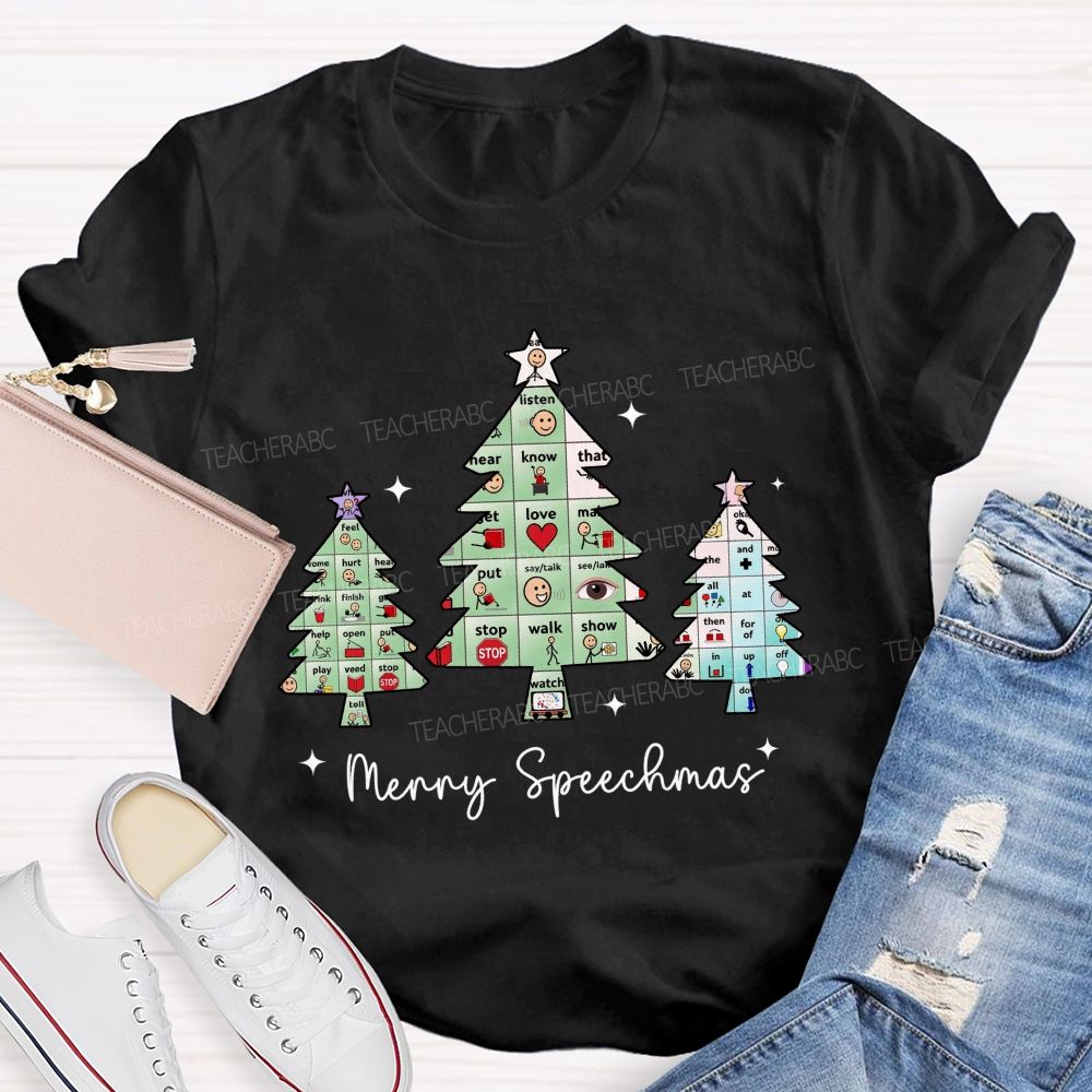 Merry Speechmas Communicating All Through The Holidays Teacher T-shirt