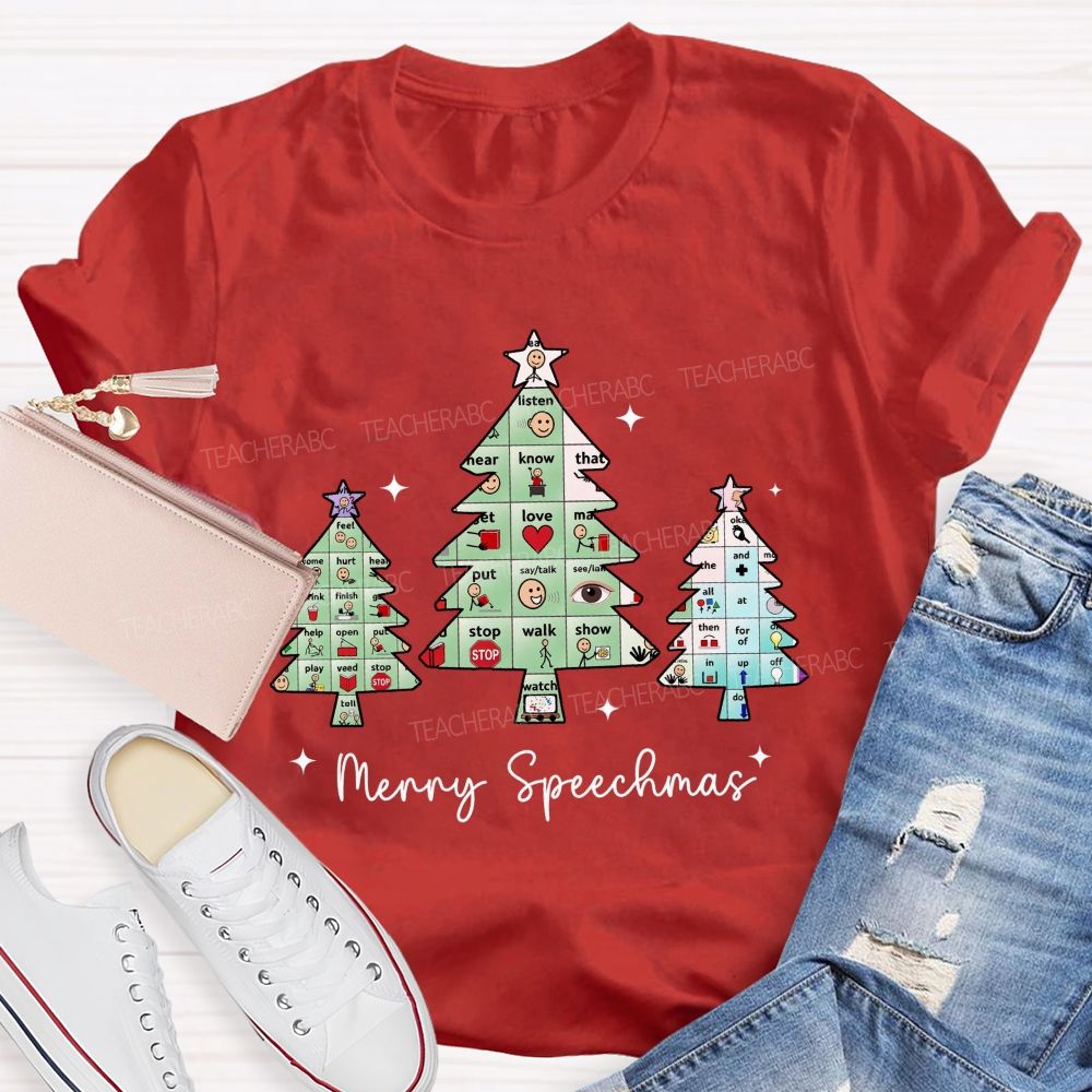 Merry Speechmas Communicating All Through The Holidays Teacher T-shirt