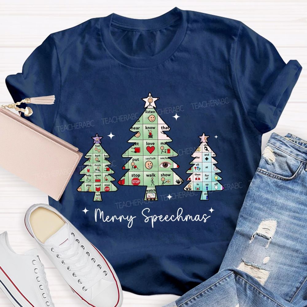 Merry Speechmas Communicating All Through The Holidays Teacher T-shirt