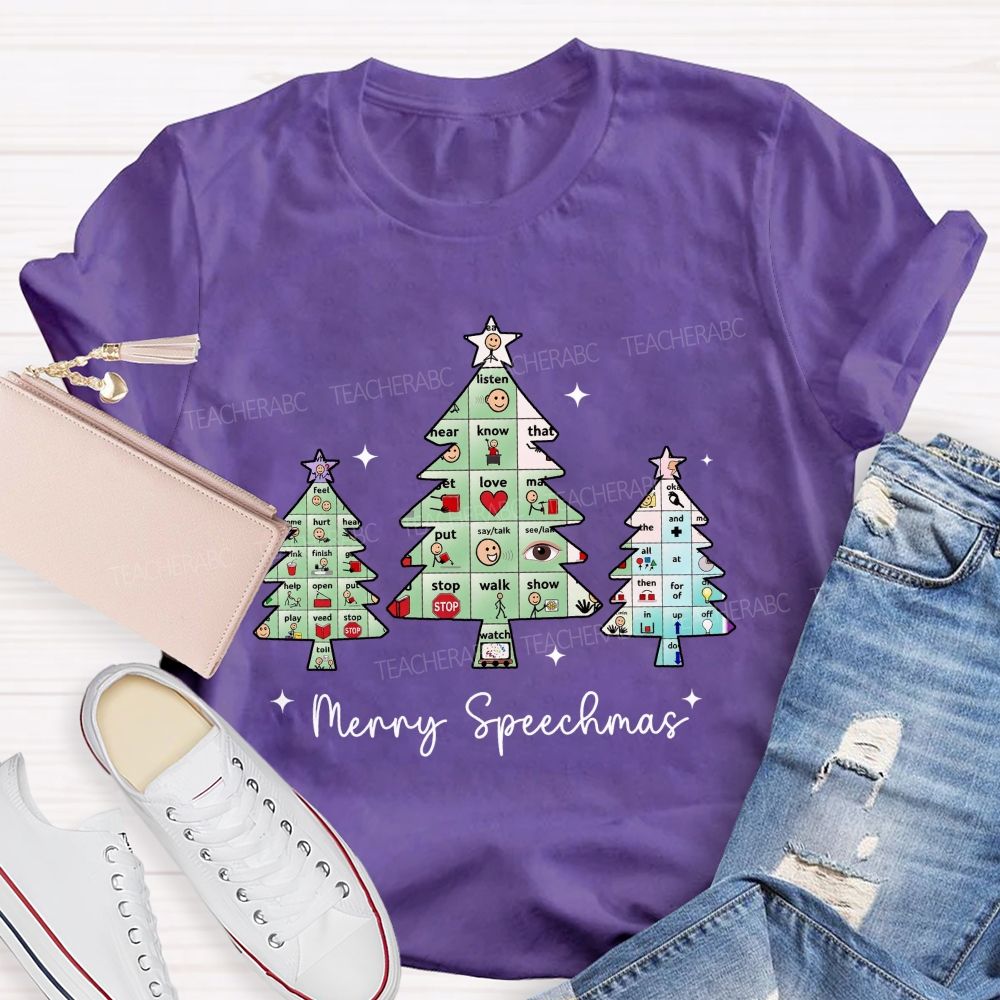 Merry Speechmas Communicating All Through The Holidays Teacher T-shirt