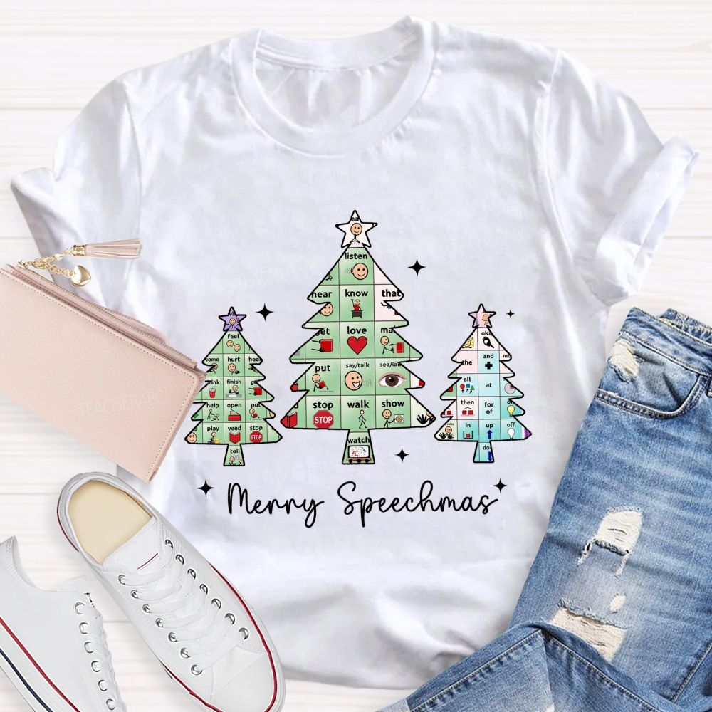 Merry Speechmas Communicating All Through The Holidays Teacher T-shirt