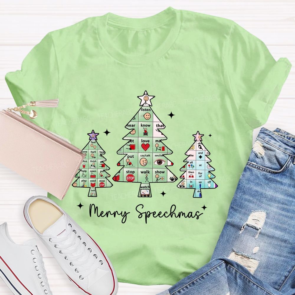 Merry Speechmas Communicating All Through The Holidays Teacher T-shirt