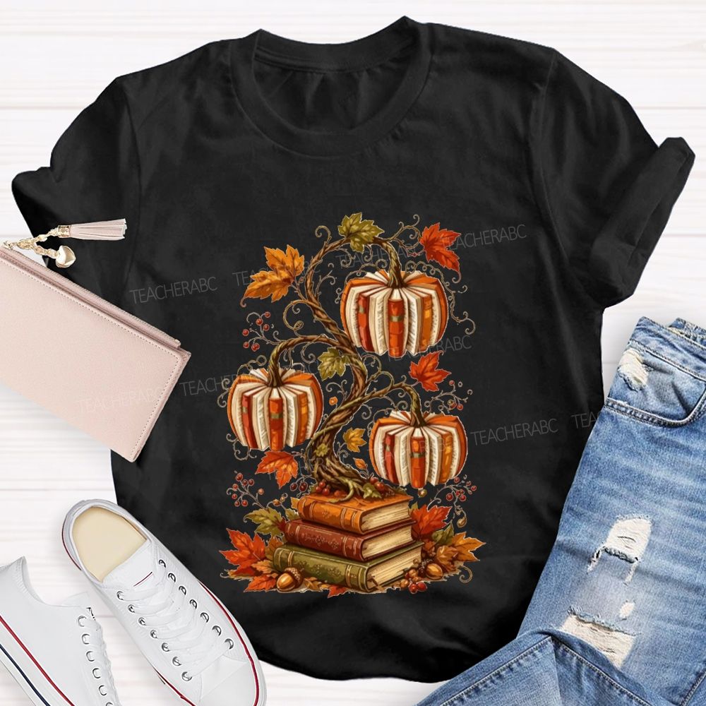 Fall Books And Book Pumpkins Literacy Grows In Fall Teacher T-shirt