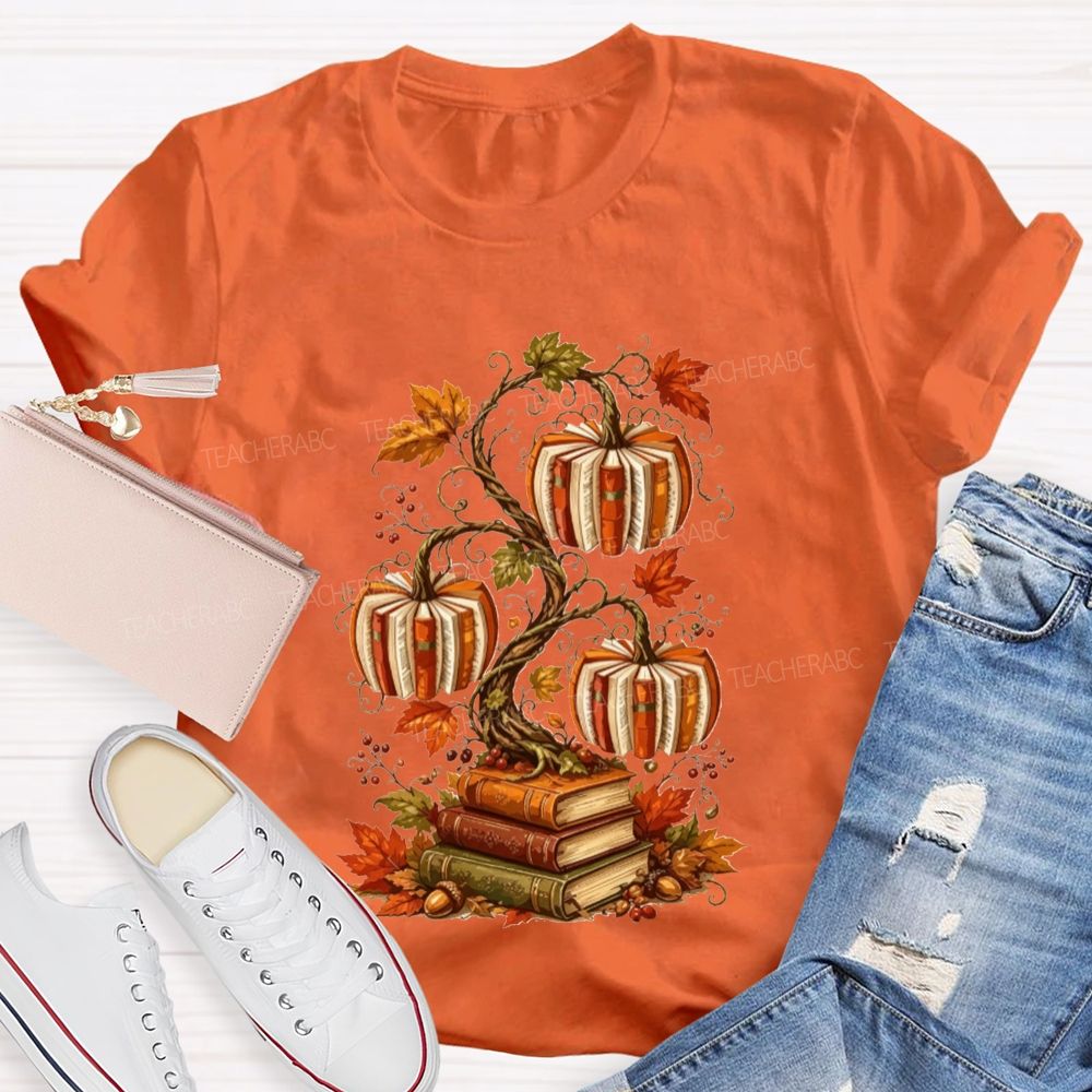 Fall Books And Book Pumpkins Literacy Grows In Fall Teacher T-shirt