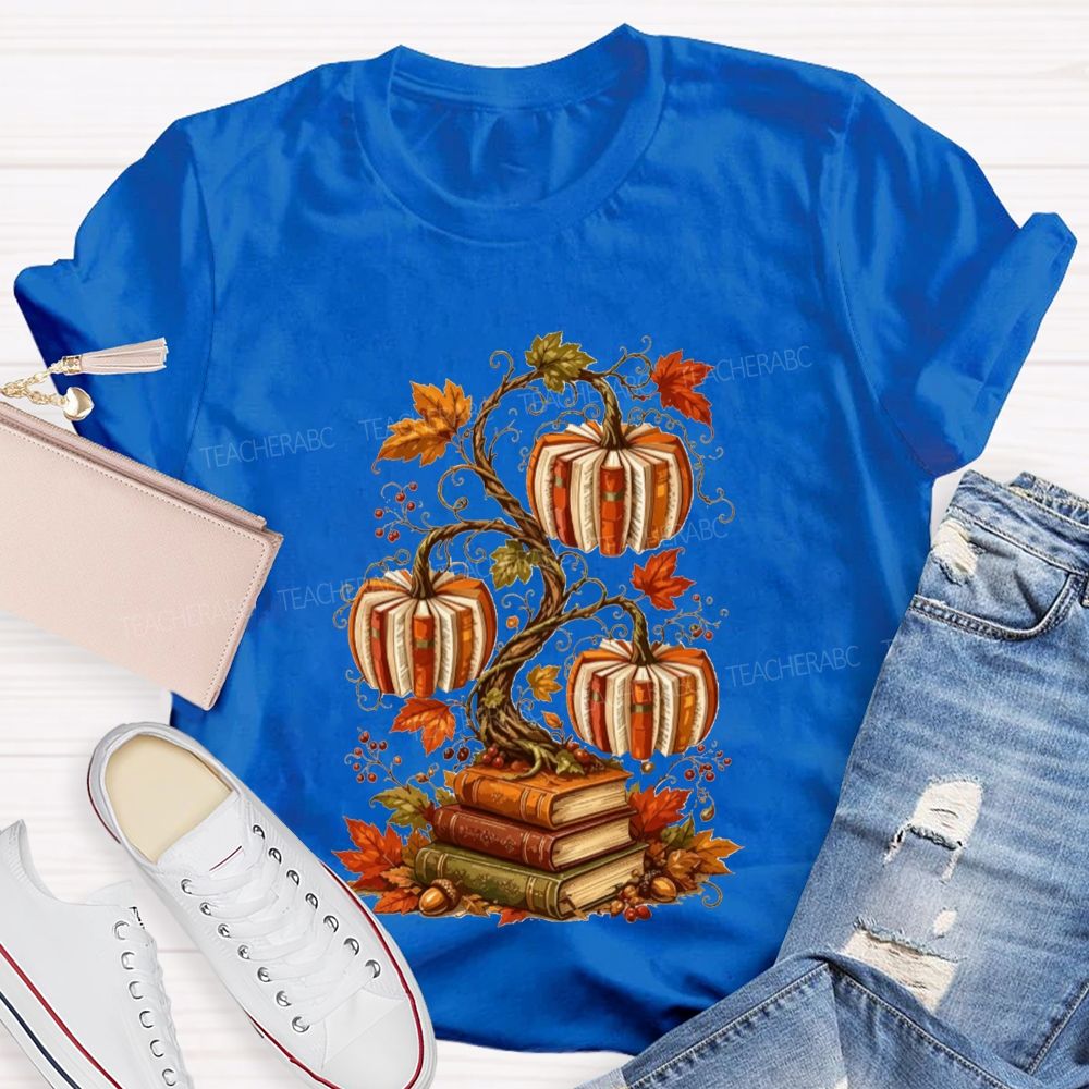 Fall Books And Book Pumpkins Literacy Grows In Fall Teacher T-shirt