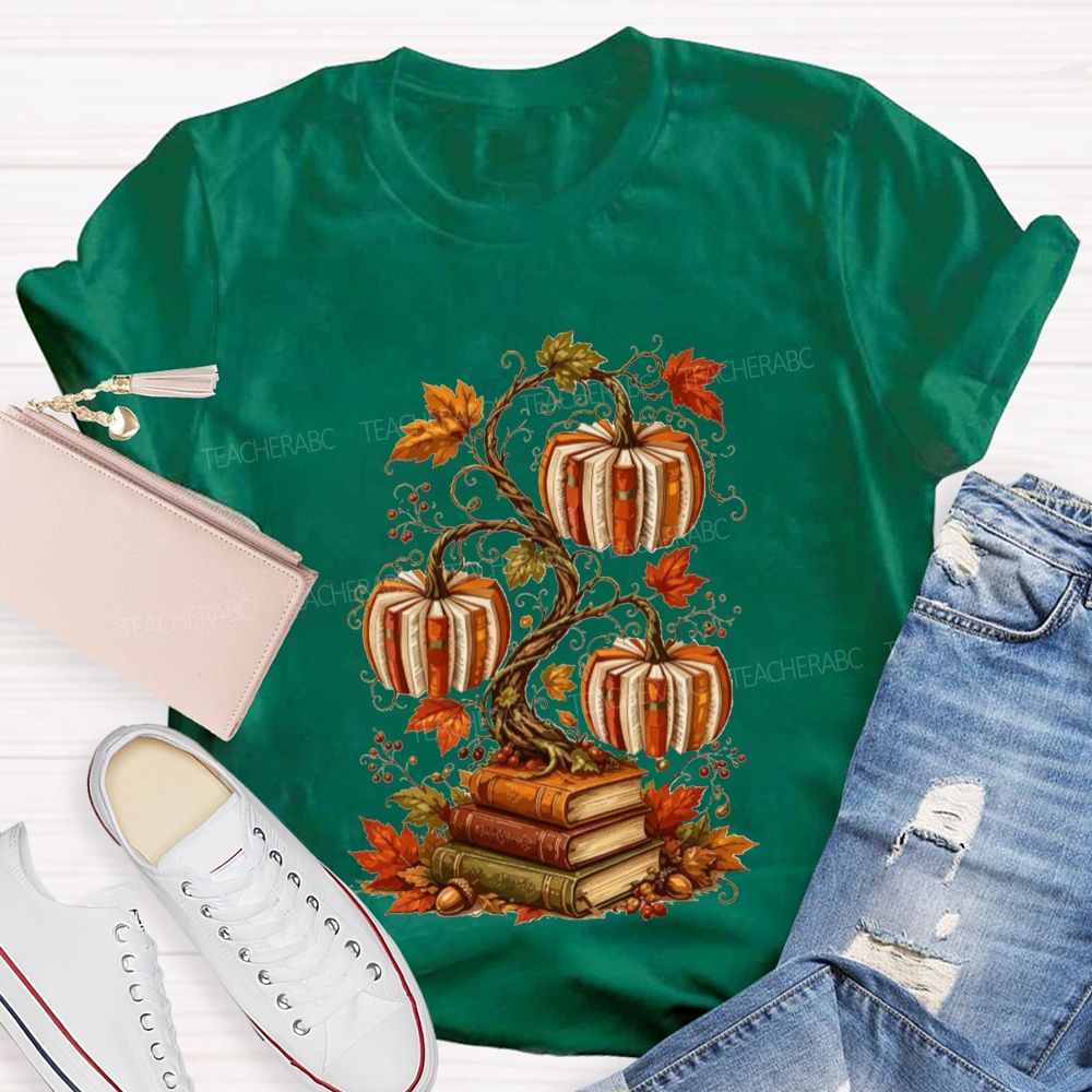 Fall Books And Book Pumpkins Literacy Grows In Fall Teacher T-shirt