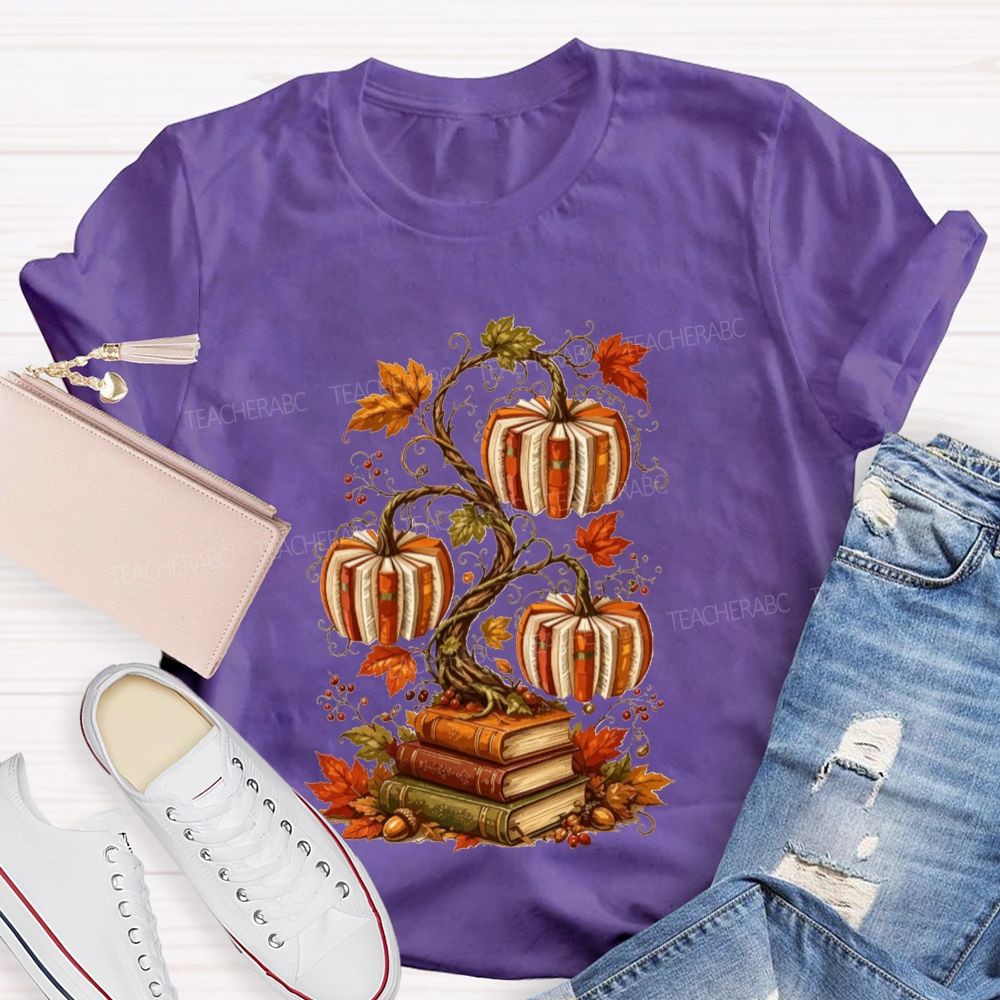Fall Books And Book Pumpkins Literacy Grows In Fall Teacher T-shirt